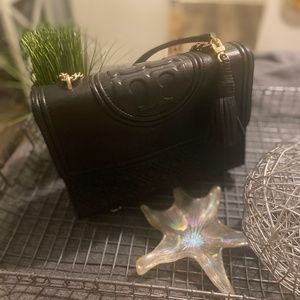 Tory Burch black Fleming convertible shoulder/crossbody bag
